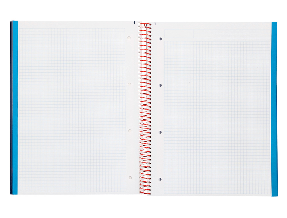 CAHIER SPIRALE LIDERPAPEL JOLLY COUVERTURE CONTRECOLLE A4 280P 75G/M2 5X5MM MICROPERFOR 4 TROUS COLORIS BLEU MARINE