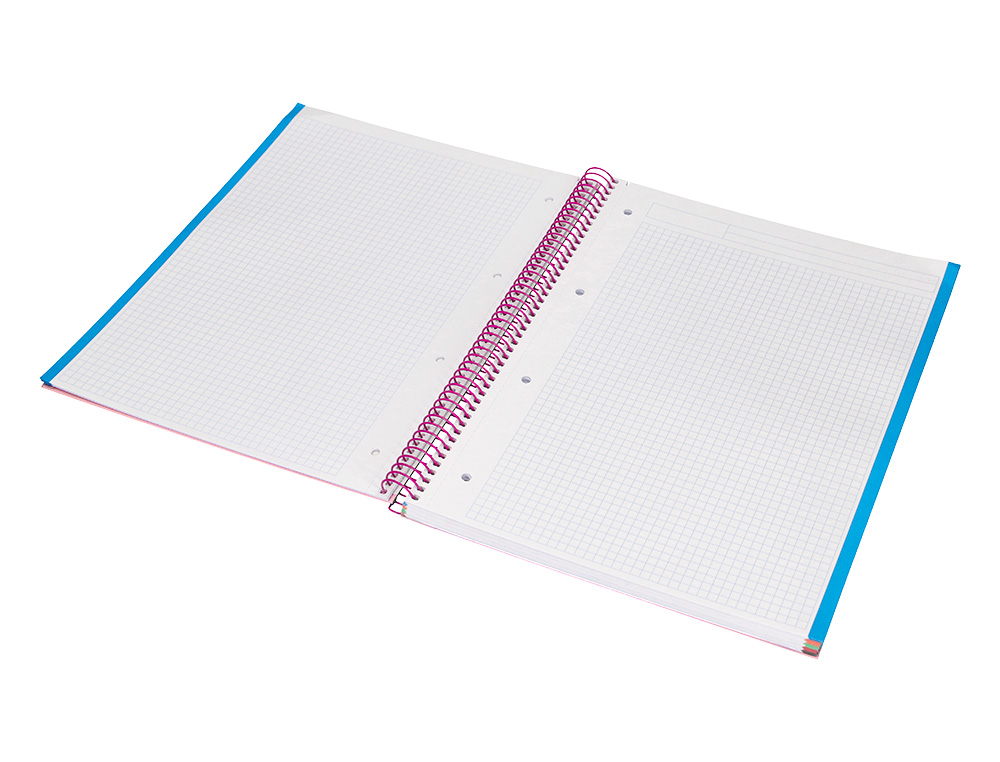 CAHIER SPIRALE LIDERPAPE JOLLYCOUVERTURE CONTRECOLLÉE A4 280P 75G/M2 5X5MM MICROPERFORÉ 4 TROUS COLORIS ROSE