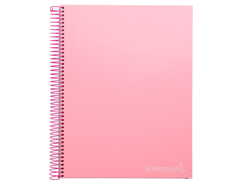 CAHIER SPIRALE LIDERPAPE JOLLYCOUVERTURE CONTRECOLLÉE A4 280P 75G/M2 5X5MM MICROPERFORÉ 4 TROUS COLORIS ROSE