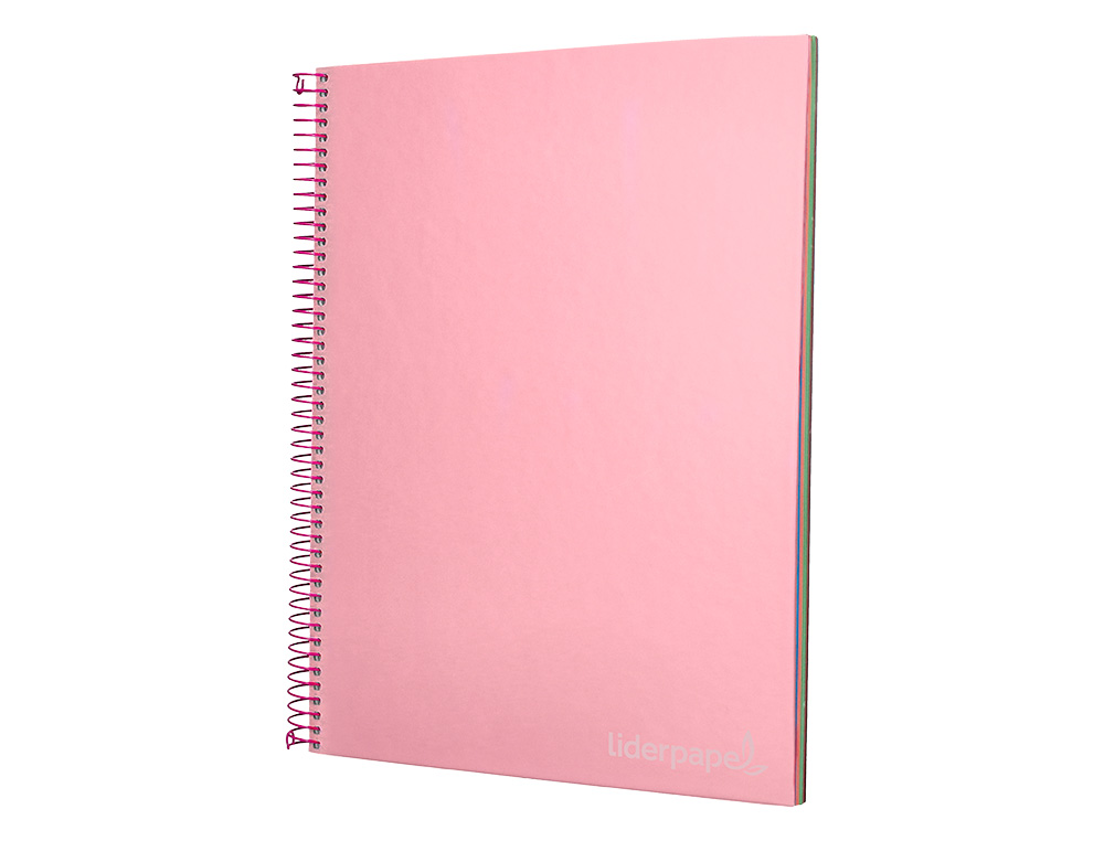 CAHIER SPIRALE LIDERPAPE JOLLYCOUVERTURE CONTRECOLLÉE A4 280P 75G/M2 5X5MM MICROPERFORÉ 4 TROUS COLORIS ROSE