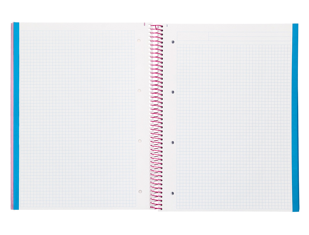 CAHIER SPIRALE LIDERPAPE JOLLYCOUVERTURE CONTRECOLLÉE A4 280P 75G/M2 5X5MM MICROPERFORÉ 4 TROUS COLORIS ROSE