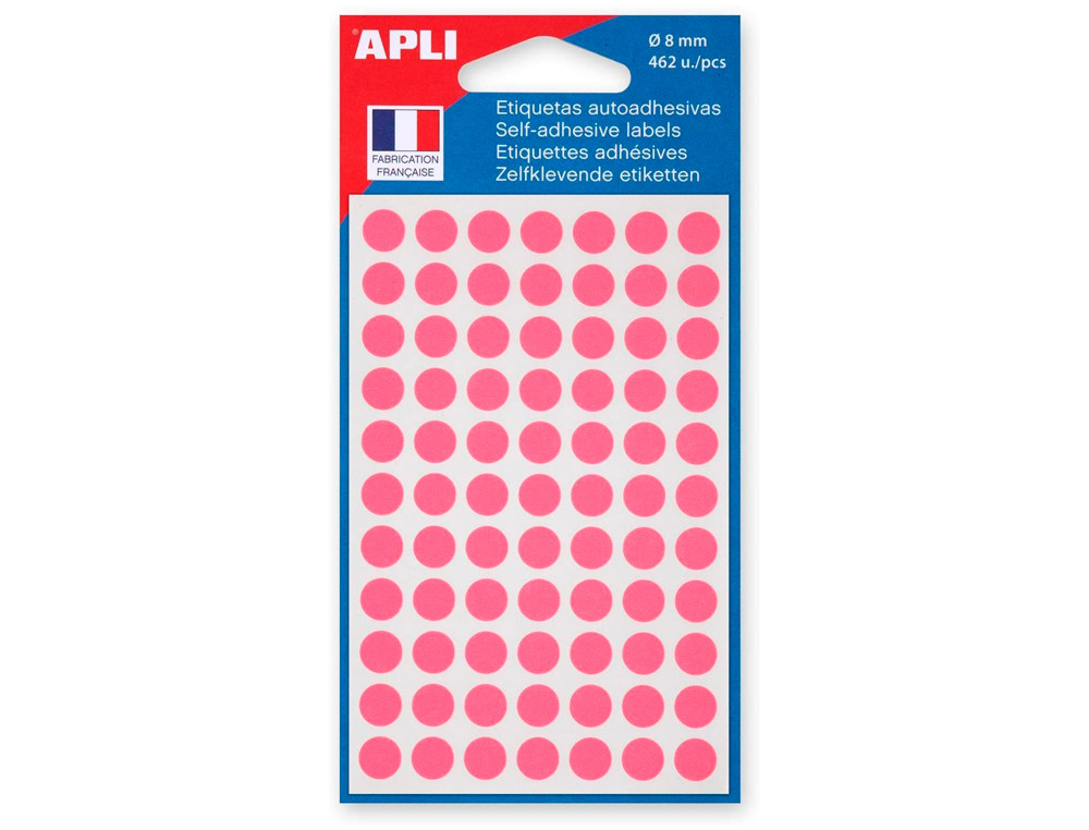PASTILLE ADHSIVE APLI AGIPA DIAMTRE 8MM PERMANENTE COLORIS ROSE POCHETTE 462 UNITS