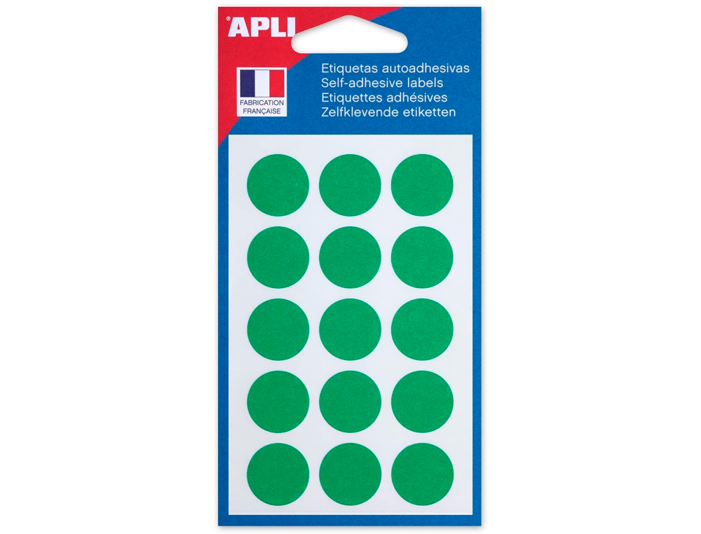 PASTILLE ADHSIVE APLI AGIPA DIAMTRE 19MM PERMANENTE COLORIS VERT POCHETTE 90 UNITS