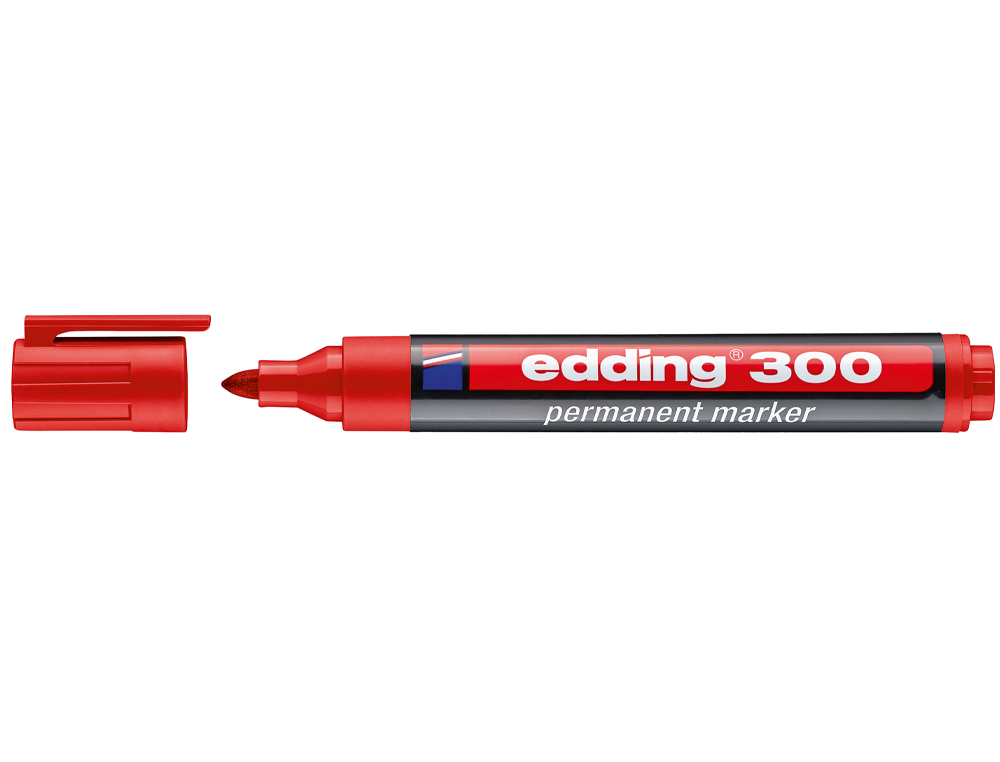 MARQUEUR EDDING PERMANENT E300 POINTE OGIVE TRAC 1.5/3MM CORPS PLASTIQUE COLORIS ROUGE