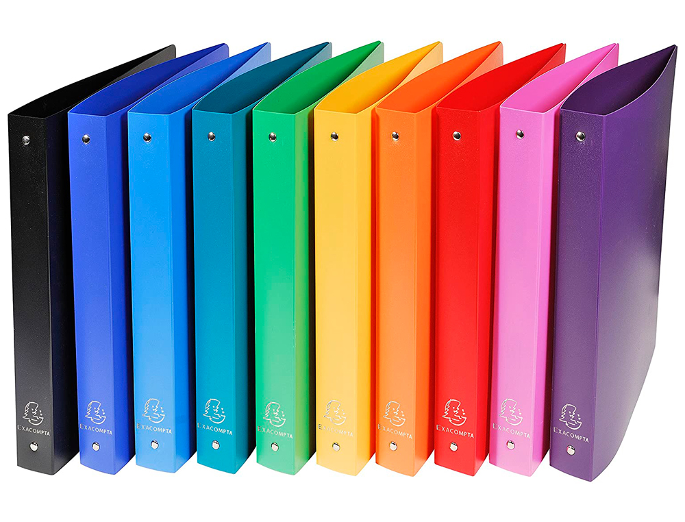 CLASSEUR EXACOMPTA 4 ANNEAUX 30MM POLYPROPYLNE 7/10E A4+ DOS 40MM COLORIS OPAQUES ASSORTIS 20U