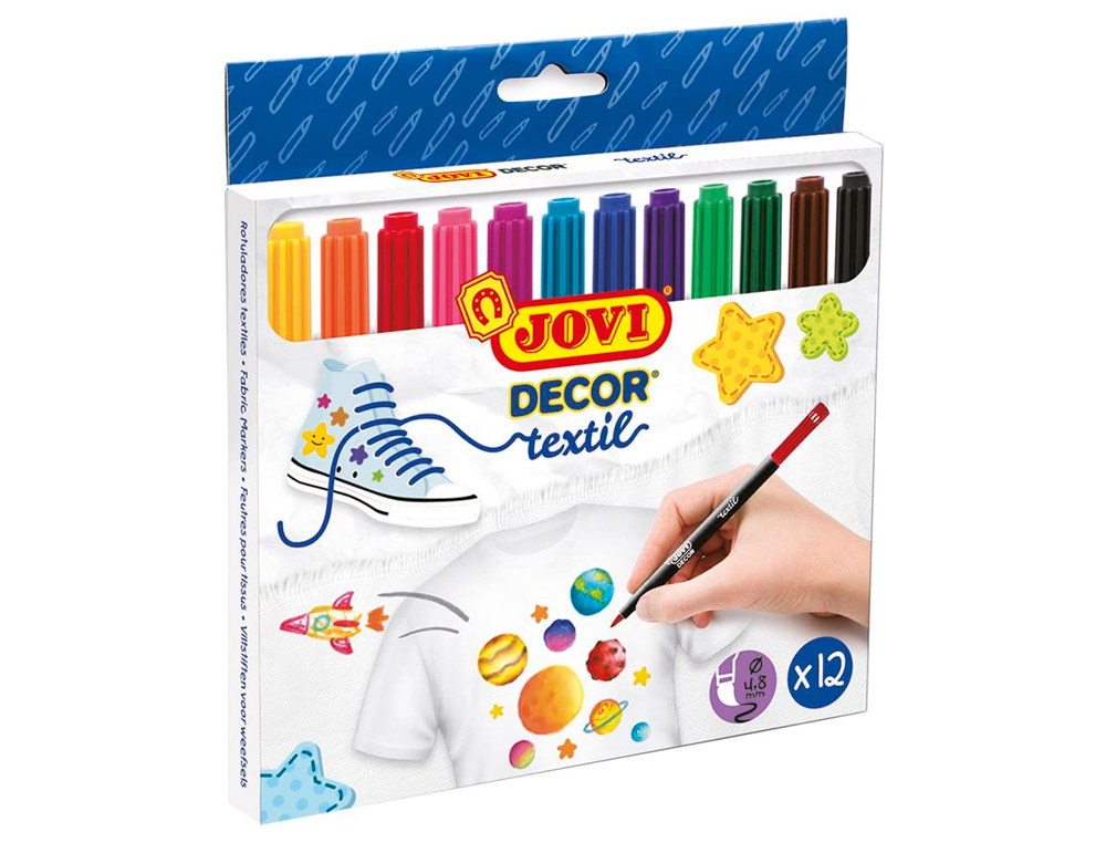 FEUTRE COLORIAGE JOVI DCOR TEXTIL TOUT TYPE DE SURFACE VERNISSAGE POSSIBLE TUI CARTON 12 UNITS