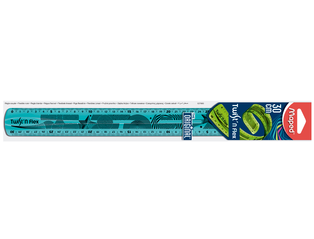 RGLE PLATE MAPED TWIST'N'FLEX 30CM SOUPLE INCASSABLE LUDIQUE 3 COLORIS ASSORTIS BLEU VERT ROSE
