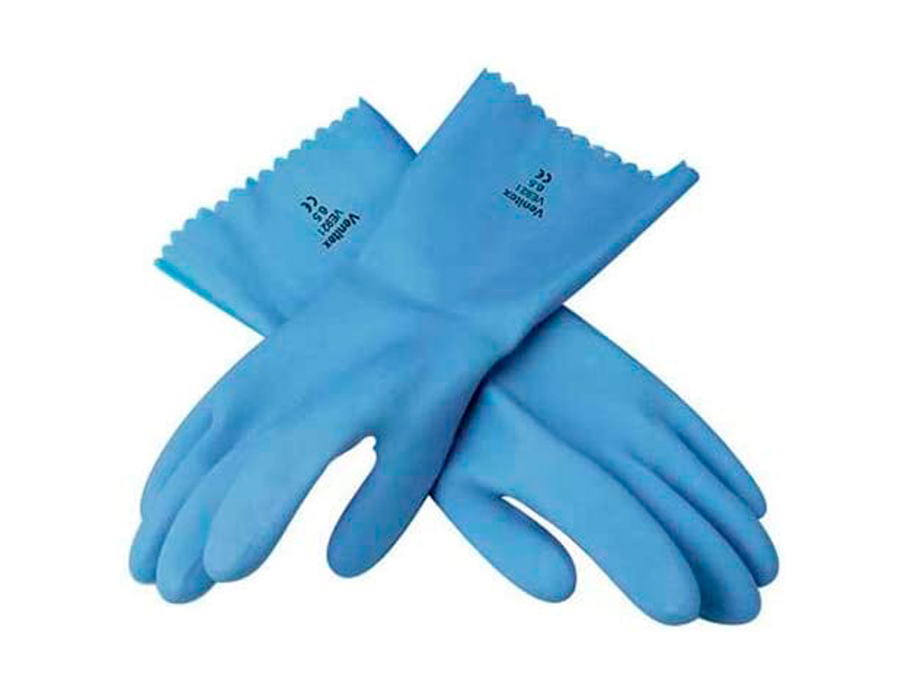 GANT LATEX DELTAPLUS SUPPORT COTON JERSEY LONGUEUR 30CM PAISSEUR 1.25MM COLORIS BLEU TAILLE 10/11 PAIRE