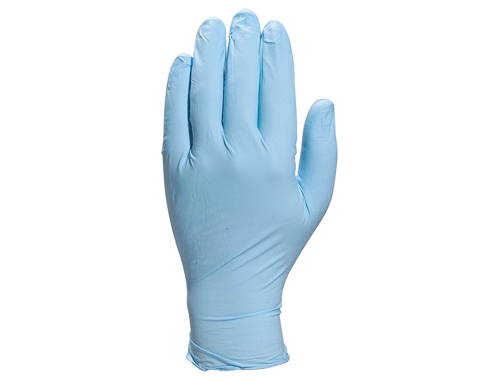 GANT JETABLE DELTAPLUS NITRILE POUDRÉ AQL 1.5 COMPATIBLE ALIMENTAIRE COLORIS BLEU TAILLE 6/7 BOÎTE 100 UNITÉS
