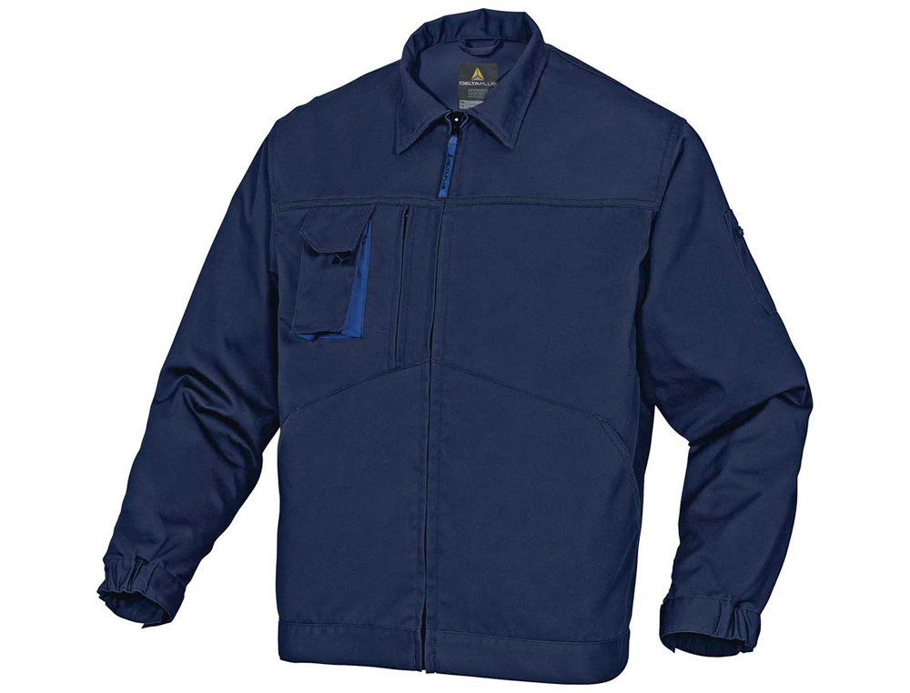 VESTE TRAVAIL DELTAPLUS MACH2 POLYESTER COTON 245G/M2 FERMETURE ZIP 4 POCHES COLORIS BLEU MARINE/BLEU ROI TAILLE 3XL