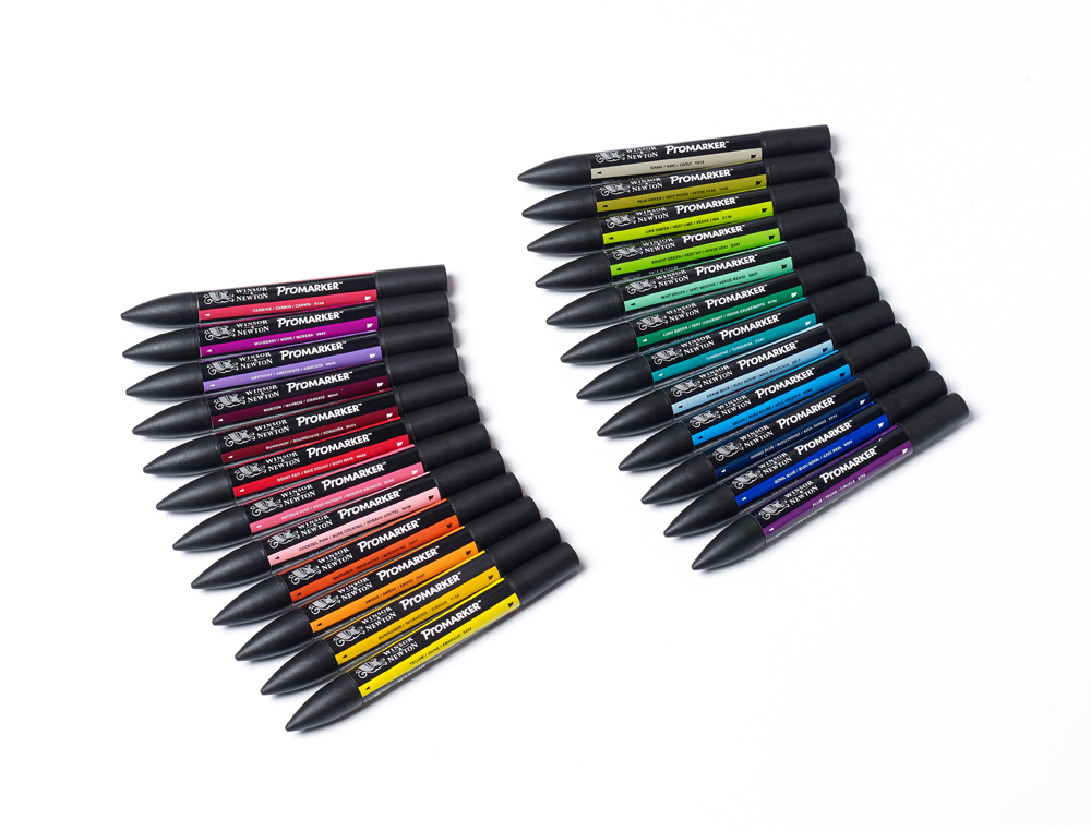 MARQUEUR PROFESSIONNEL W&N PROMARKER DOUBLE POINTE COULEURS ASSORTIES TROUSSE TUDIANT 24 UNITS