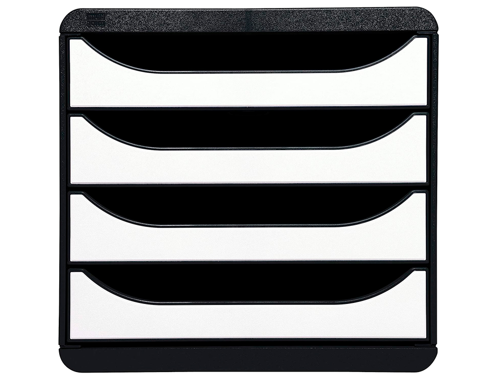 MODULE CLASSEMENT EXACOMPTA BIG BOX 4 TIROIRS OUVERTS MONOBLOC ULTRA RIGIDE 347X278X267MM COLORIS NOIR/BLANC GLOSSY