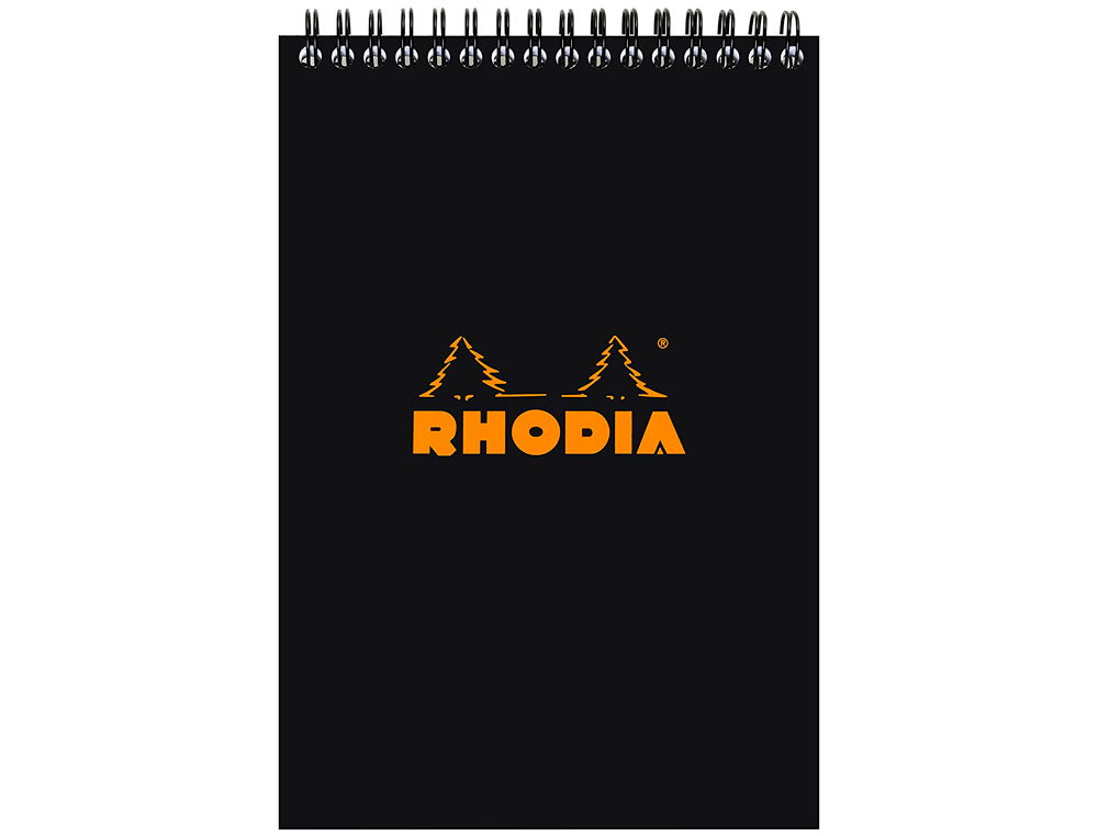 BLOC RHODIA CLASSIC BLACK A5 14.8x21CM COUVERTURE CARTE ENDUITE RELIURE INTÉGRALE 80F 80G 5X5MM MICROPERFORÉ