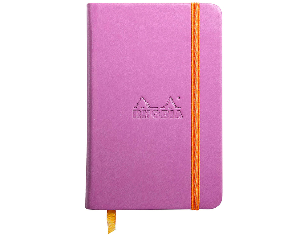 CARNET RHODIA WEBNOTEBOOK A6 9X14CM COUVERTURE SIMILI CUIR LILAS 192 PAGES 90G UNI ÉLASTIQUE MARQUE-PAGE ORANGE