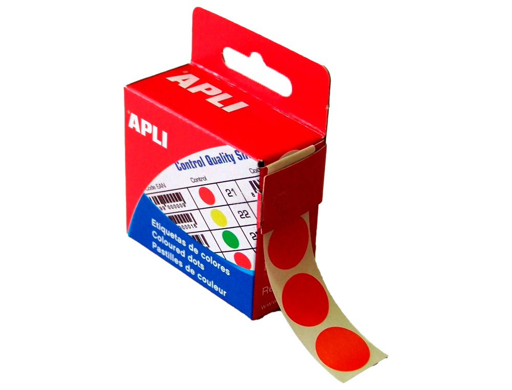PASTILLE ADHSIVE APLI AGIPA DIAMTRE 15MM PERMANENTE COLORIS ROUGE BOTE 150 UNITS