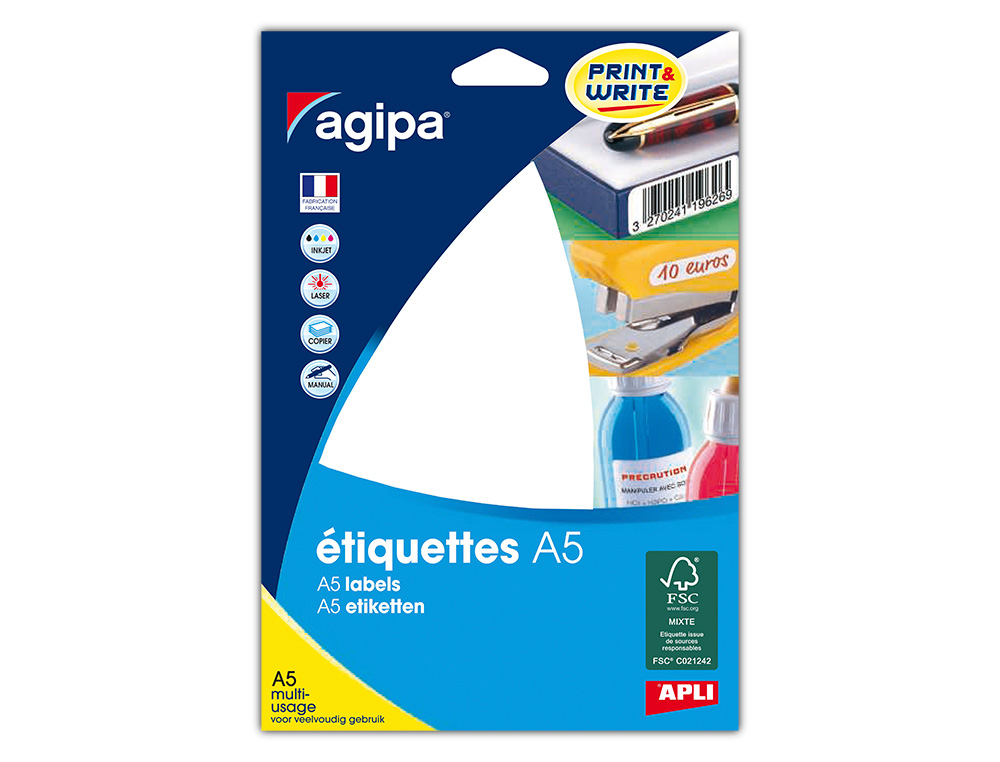 PASTILLE ADHSIVE APLI AGIPA DIAMTRE 24MM PERMANENTE COLORIS BLANC TUI A5 640 UNITS