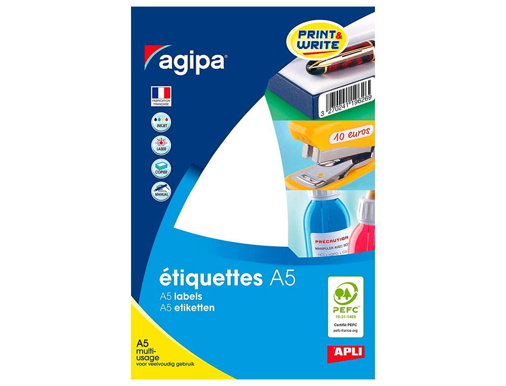 PASTILLE ADHÉSIVE APLI AGIPA DIAMÈTRE 30MM PERMANENTE COLORIS BLANC ÉTUI A5 384 UNITÉS