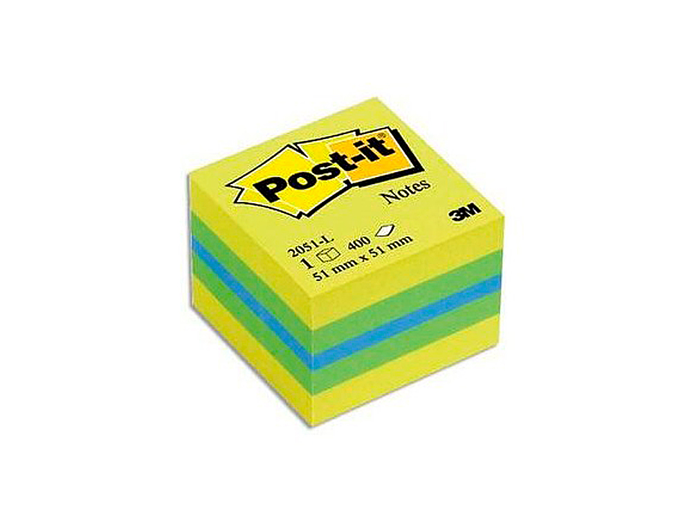 BLOC-NOTES POST-IT MINIS 51X51MM 400F REPOSITIONNABLES COLORIS PLAISIR