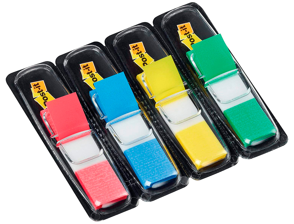 MARQUE-PAGES POST-IT INDEX FLCHES 12X44MM 96F COLORIS CLASSIQUES BLEU JAUNE ROUGE VERT LOT 4X24 UNITS