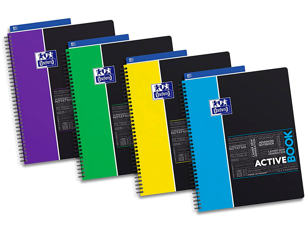 CAHIER OXFORD ACTIVEBOOK RELIURE INTÉGRALE A4+ 24X32CM 160 PAGES 90G PERFORÉ QUADRILLAGE 5MM MARQUE-PAGE AMOVIBLE