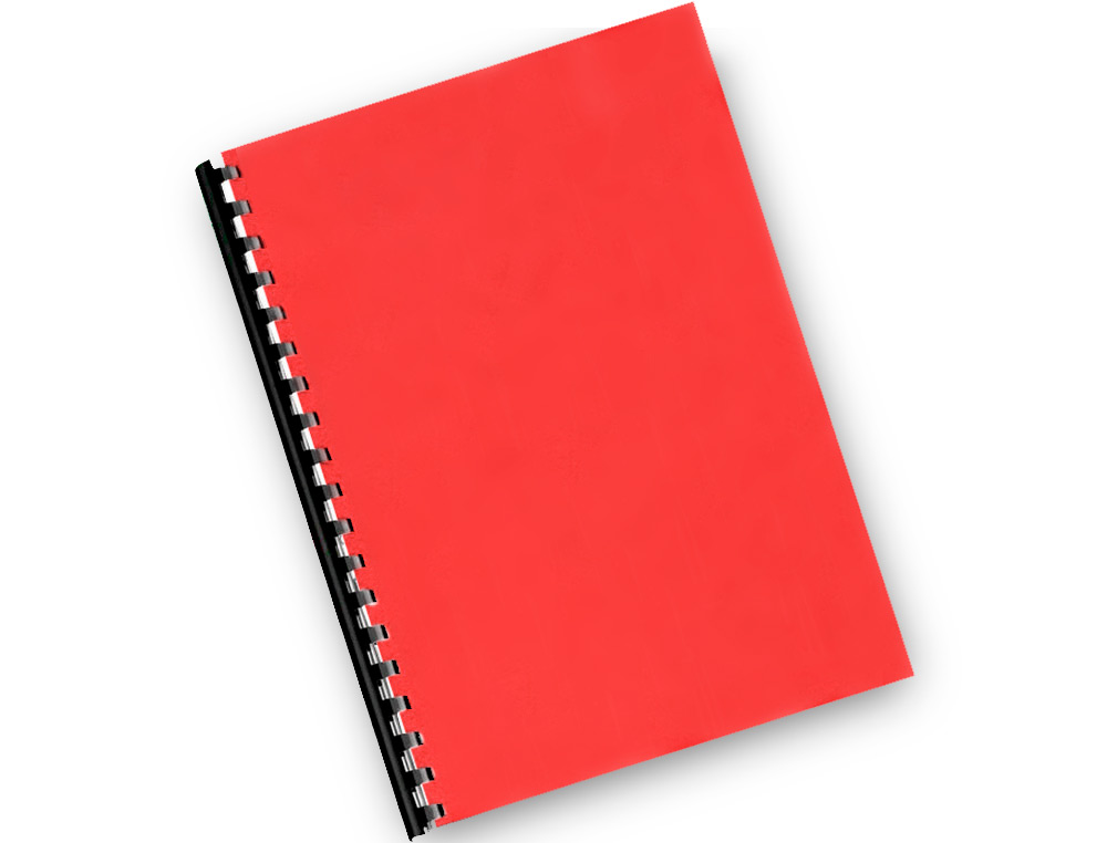 PLAT COUVERTURE Q-CONNECT PVC 180 MICRONS A4 RELIEURS SPIRALES PEIGNES ANNEAUX COLORIS ROUGE BOTE 100 UNITS