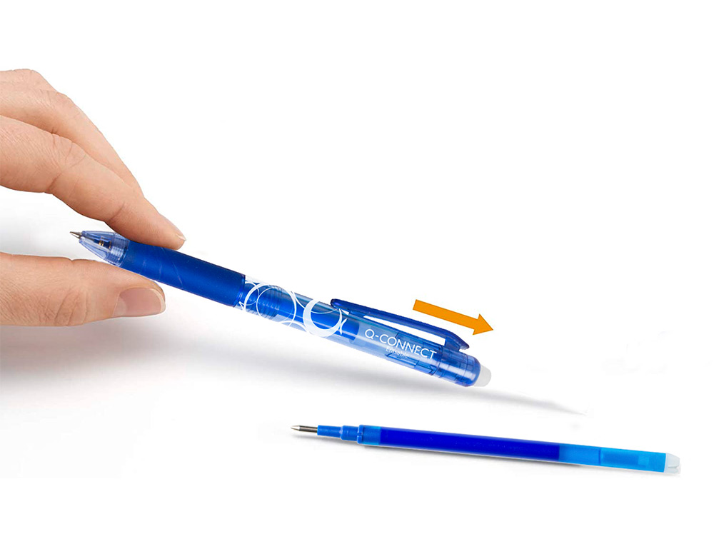 RECHARGE ROLLER Q-CONNECT ENCRE EFFACABLE COULEUR BLEU SET DE 3U