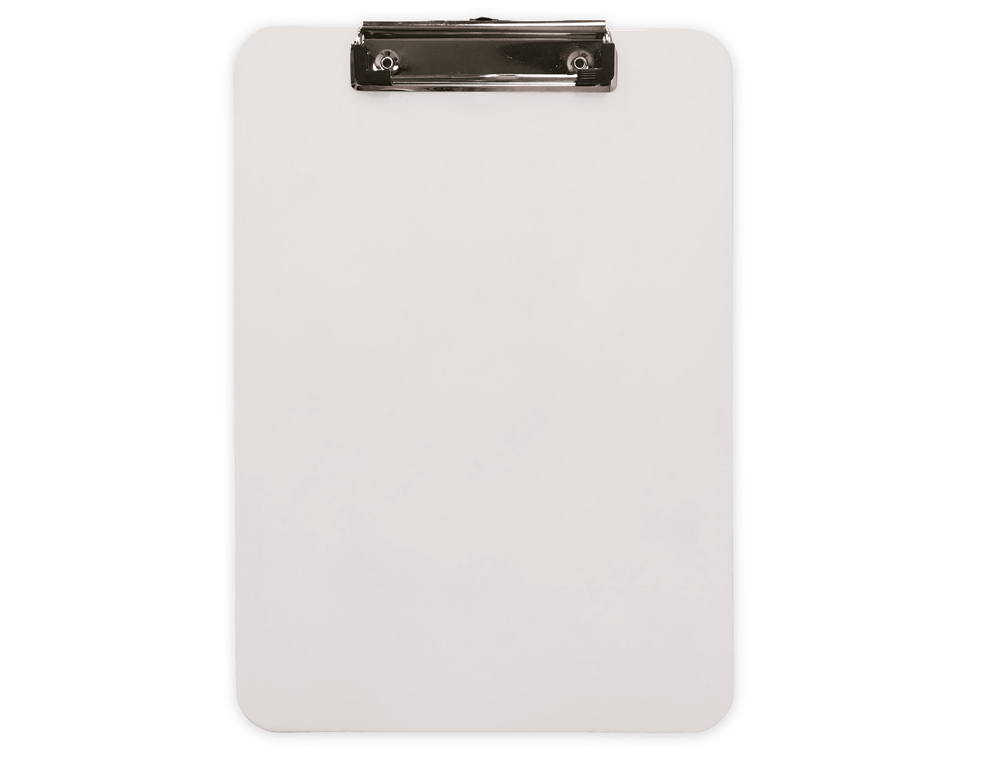 PORTE-BLOC Q-CONNECT PLASTIQUE RIGIDE EPAISSEUR    2,5MM A4 210X297MM PINCE      METALLIQUE COLORIS BLANC