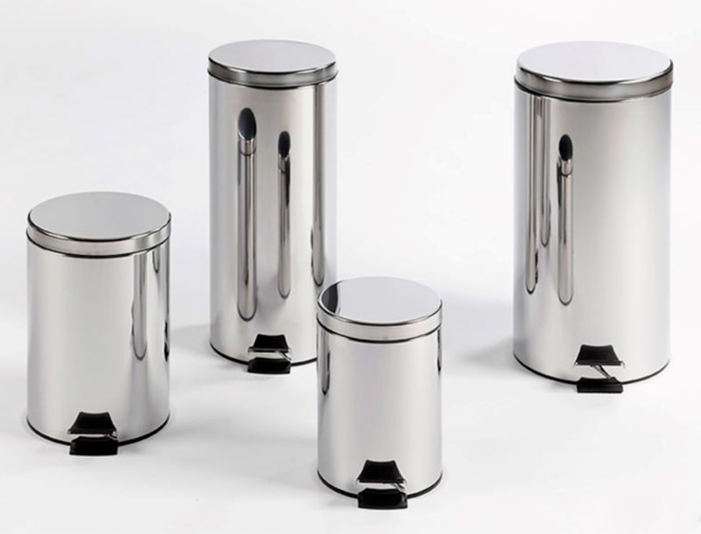 POUBELLE METALLIQUE Q-CONNECT AVEC PEDALE CHROME CAPACITE   12 LITRES  DIM. 250X380MM