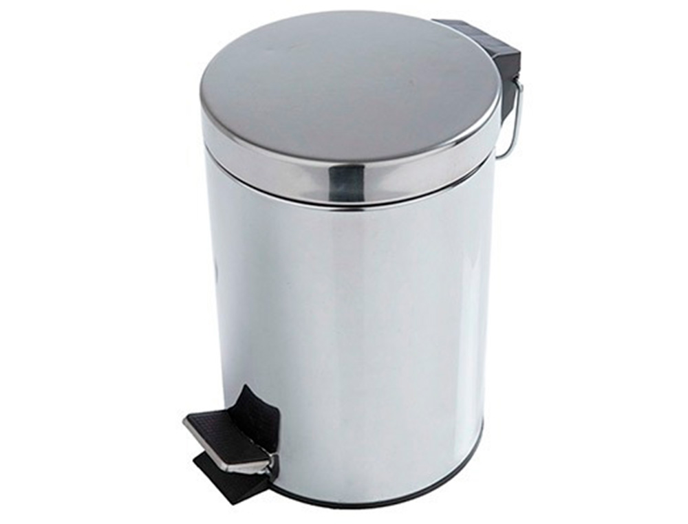 POUBELLE METALLIQUE Q-CONNECT AVEC PEDALE CHROME CAPACITE   12 LITRES  DIM. 250X380MM