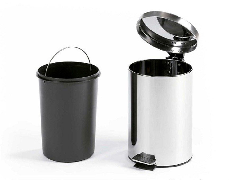 POUBELLE METALLIQUE Q-CONNECT AVEC PEDALE CHROME CAPACITE   12 LITRES  DIM. 250X380MM