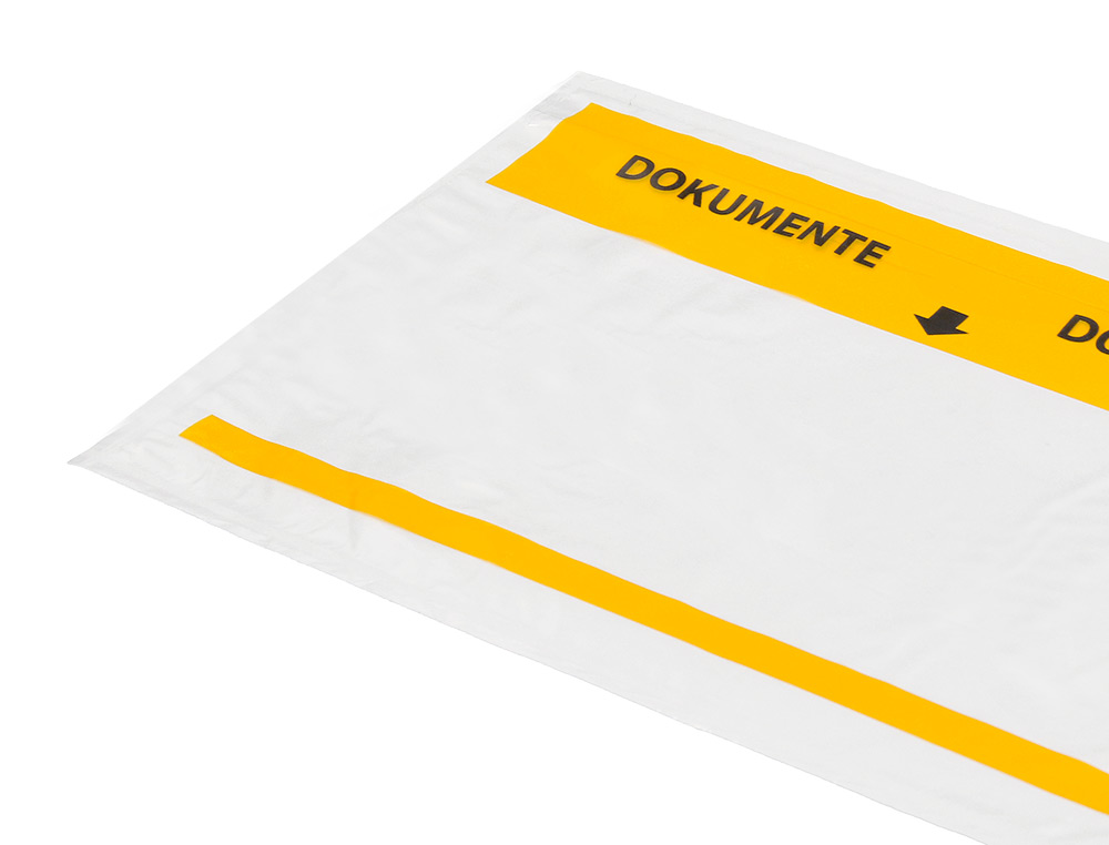 POCHETTE PORTE-DOCUMENTS Q-CONNECT 225X165MM AUTO-ADHESIVE TRANSPARENTE TEXTE FRANCAIS ALLEMAND BOITE 100 UNITES