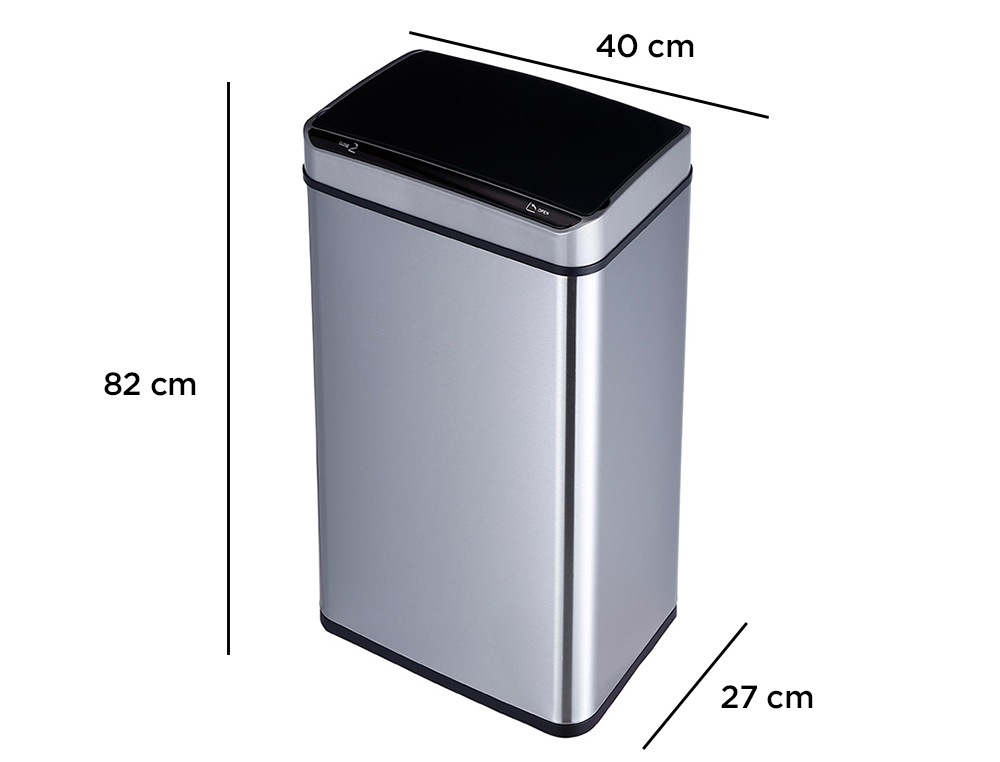 POUBELLE Q-CONNECT METALLIQUE OUVERTURE AUTOMATIQUE         CAPACITE 80L