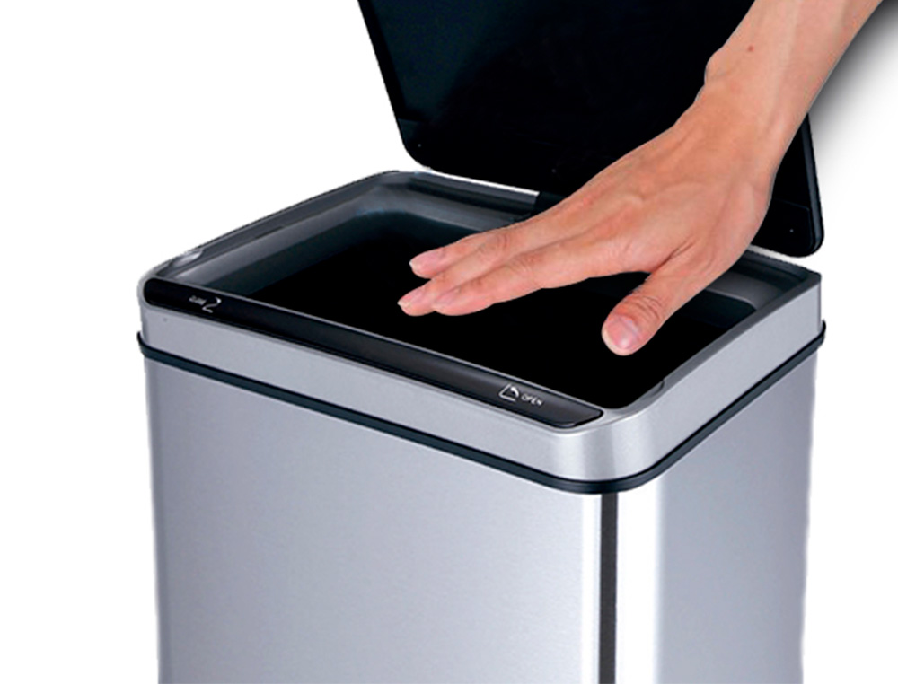 POUBELLE Q-CONNECT METALLIQUE OUVERTURE AUTOMATIQUE         CAPACITE 80L