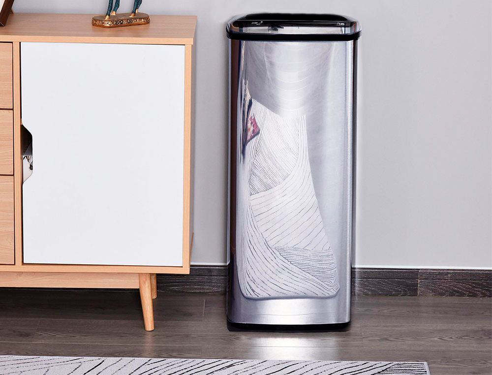 POUBELLE Q-CONNECT METALLIQUE OUVERTURE AUTOMATIQUE         CAPACITE 80L