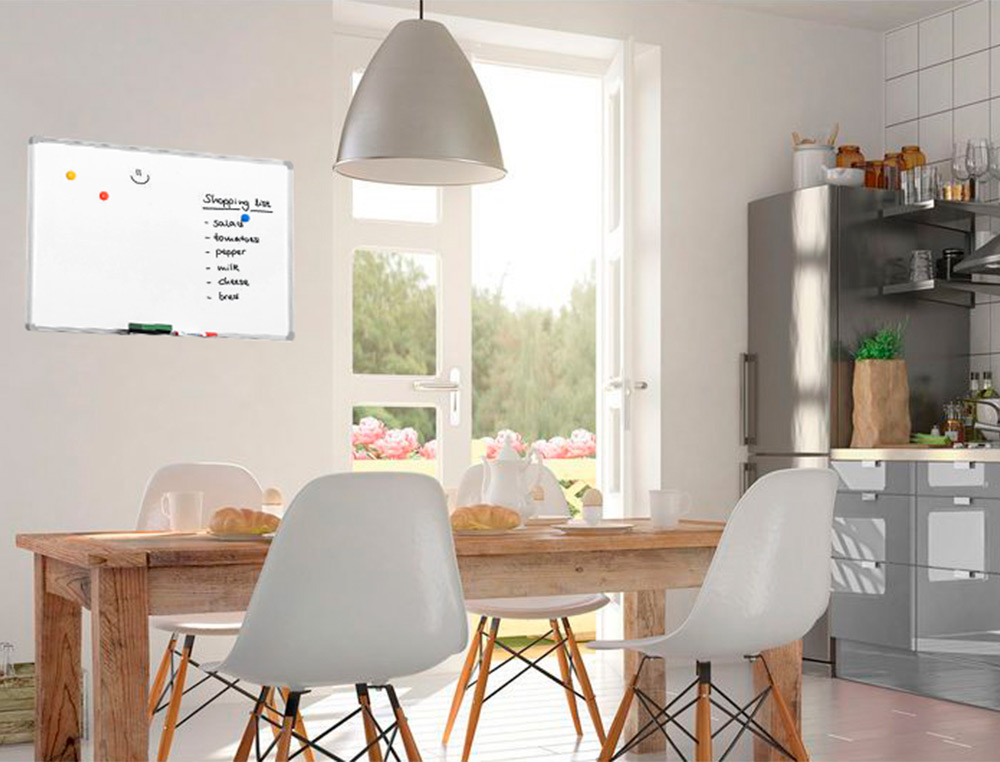 TABLEAU Q-CONNECT LAQUE MAGNETIQUE CADRE ALUMINIUM    IDEAL COLLEGES BUREAUX INCLUS ACCESSOIRES FIXATION MUR
