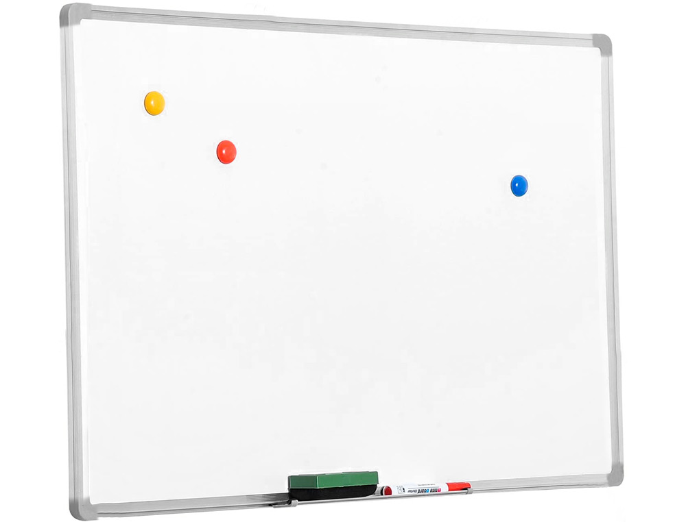 TABLEAU Q-CONNECT LAQUE MAGNETIQUE CADRE ALUMINIUM    IDEAL COLLEGES BUREAUX INCLUS ACCESSOIRES FIXATION MUR