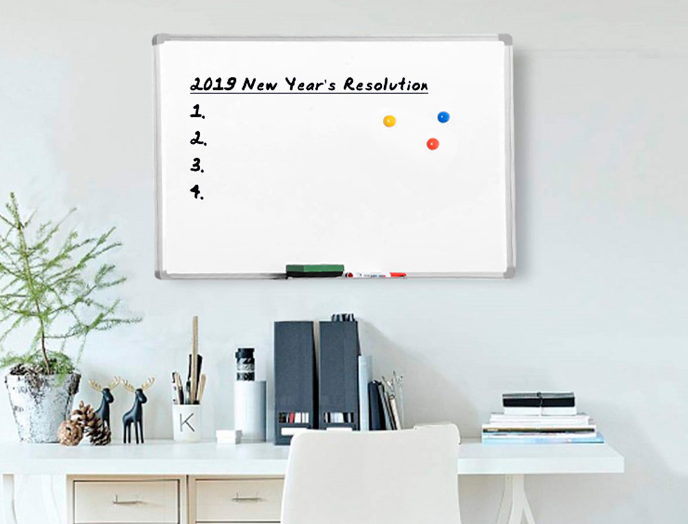 TABLEAU Q-CONNECT LAQUE MAGNETIQUE CADRE ALUMINIUM    IDEAL COLLEGES BUREAUX INCLUS ACCESSOIRES FIXATION MUR
