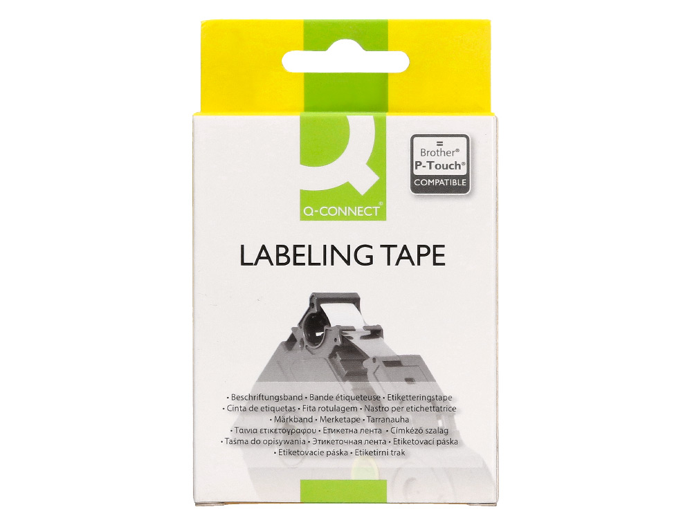 RUBAN TITREUSE Q-CONNECT TZE-631 JAUNE-NOIR 12 MM X 8  MT OZE-631