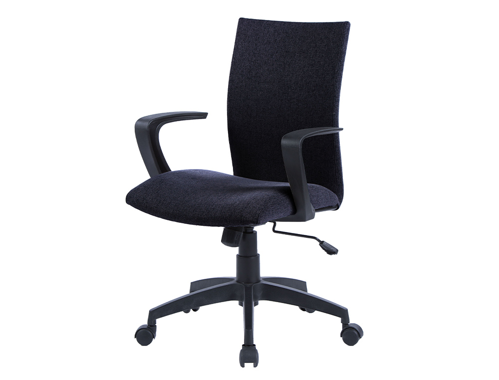 CHAISE BUREAU Q-CONNECT ROTATIVE BASE METAL TISSU     MAXIMUM SUPPORTE 130KG        895+110X550X580MM COLORIS NOIR