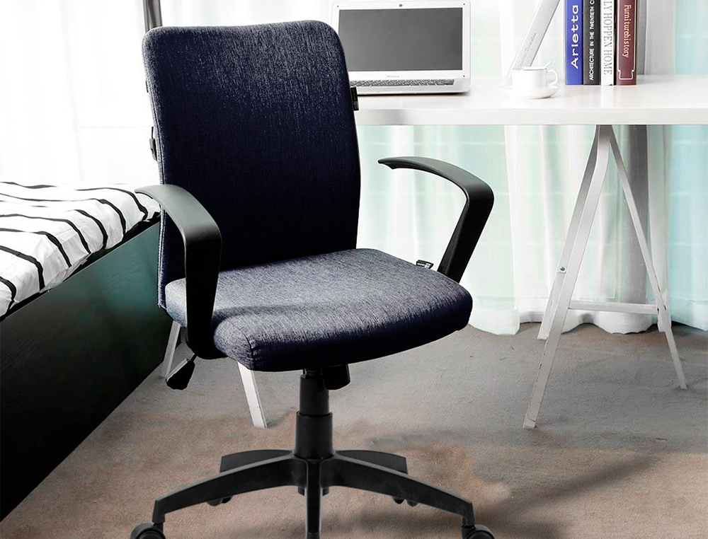 CHAISE BUREAU Q-CONNECT ROTATIVE BASE METAL TISSU     MAXIMUM SUPPORTE 130KG        895+110X550X580MM COLORIS NOIR