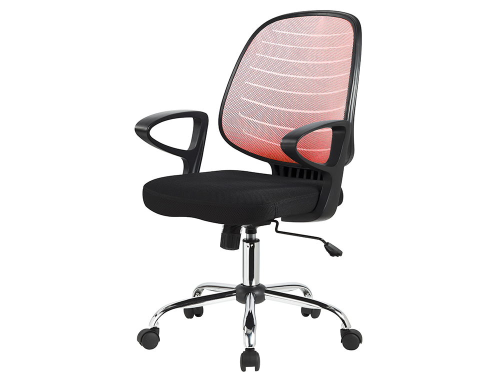 CHAISE BUREAU Q-CONNECT ROTATIVE BASE METAL MAILLE    MAXIMUM SUPPORTE 130KG        920+80X580X600MM ROUGE
