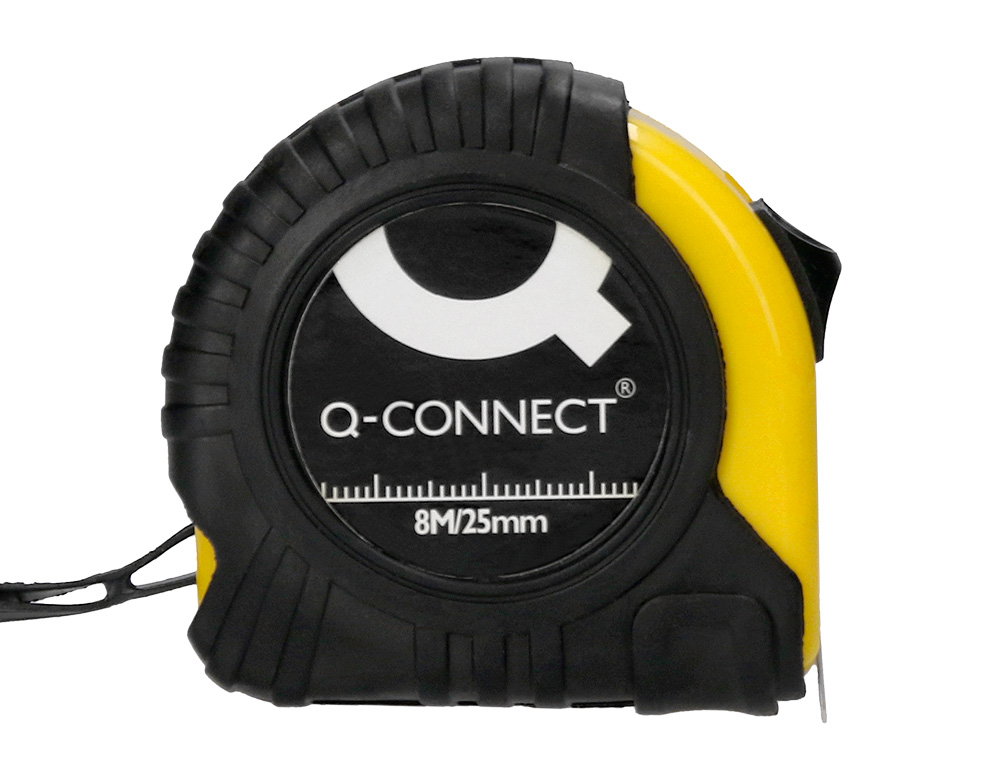 METRE ENROULEUR Q-CONNECT CAOUTCHOUC FREIN MATERIEL     ANTICHOC LARGEUR 25MM         LONGUEUR 8M