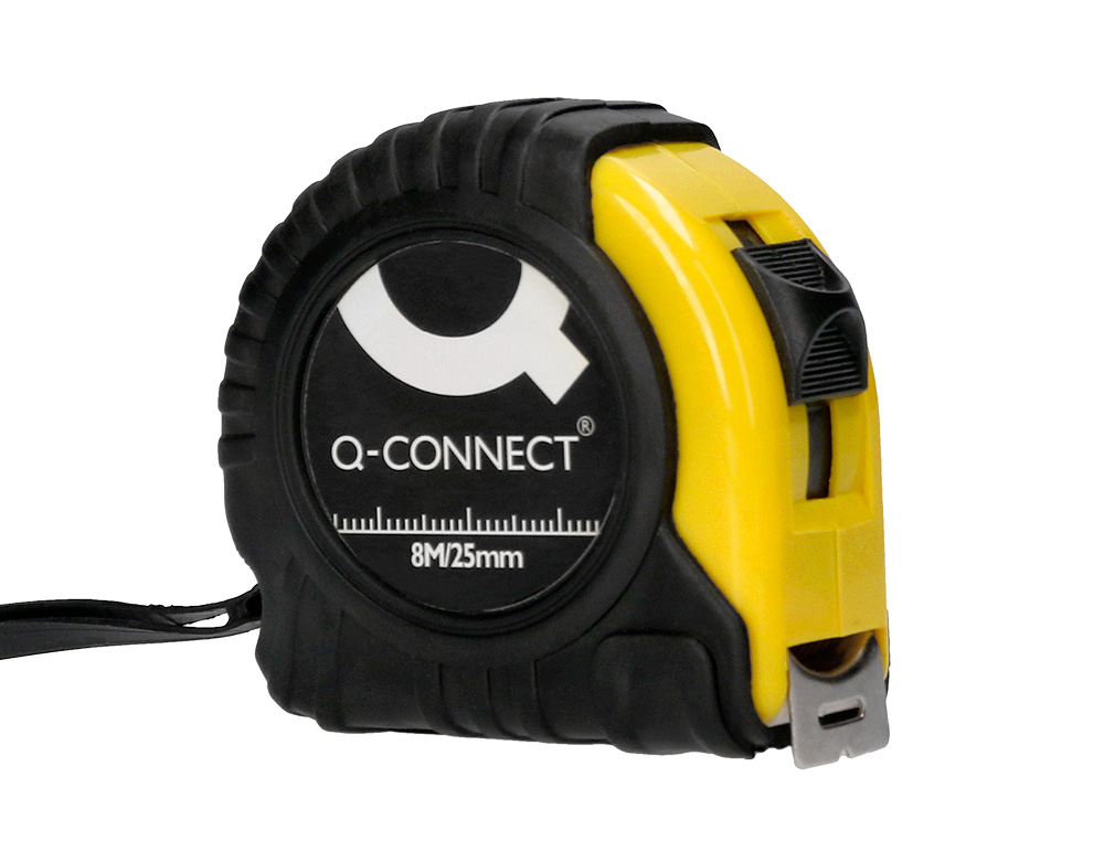 METRE ENROULEUR Q-CONNECT CAOUTCHOUC FREIN MATERIEL     ANTICHOC LARGEUR 25MM         LONGUEUR 8M