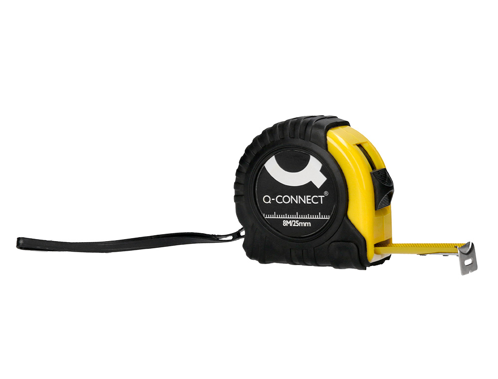 METRE ENROULEUR Q-CONNECT CAOUTCHOUC FREIN MATERIEL     ANTICHOC LARGEUR 25MM         LONGUEUR 8M