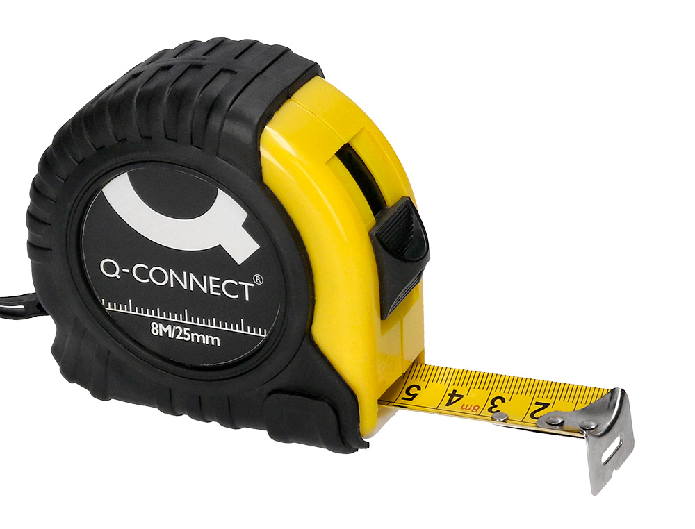 METRE ENROULEUR Q-CONNECT CAOUTCHOUC FREIN MATERIEL     ANTICHOC LARGEUR 25MM         LONGUEUR 8M