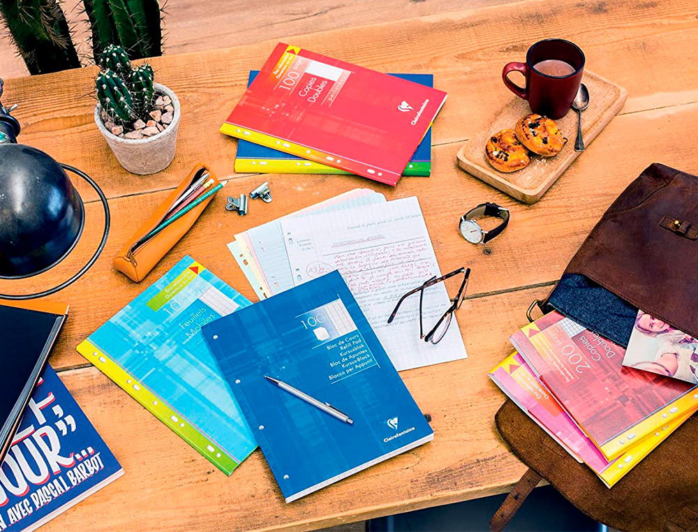 FEUILLET MOBILE CLAIREFONTAINE A4 21X29,7CM PAPIER VELIN VELOUTE 150 PAGES 90G SEYES PERFOREES SOUS FILM COLORIS BLANC