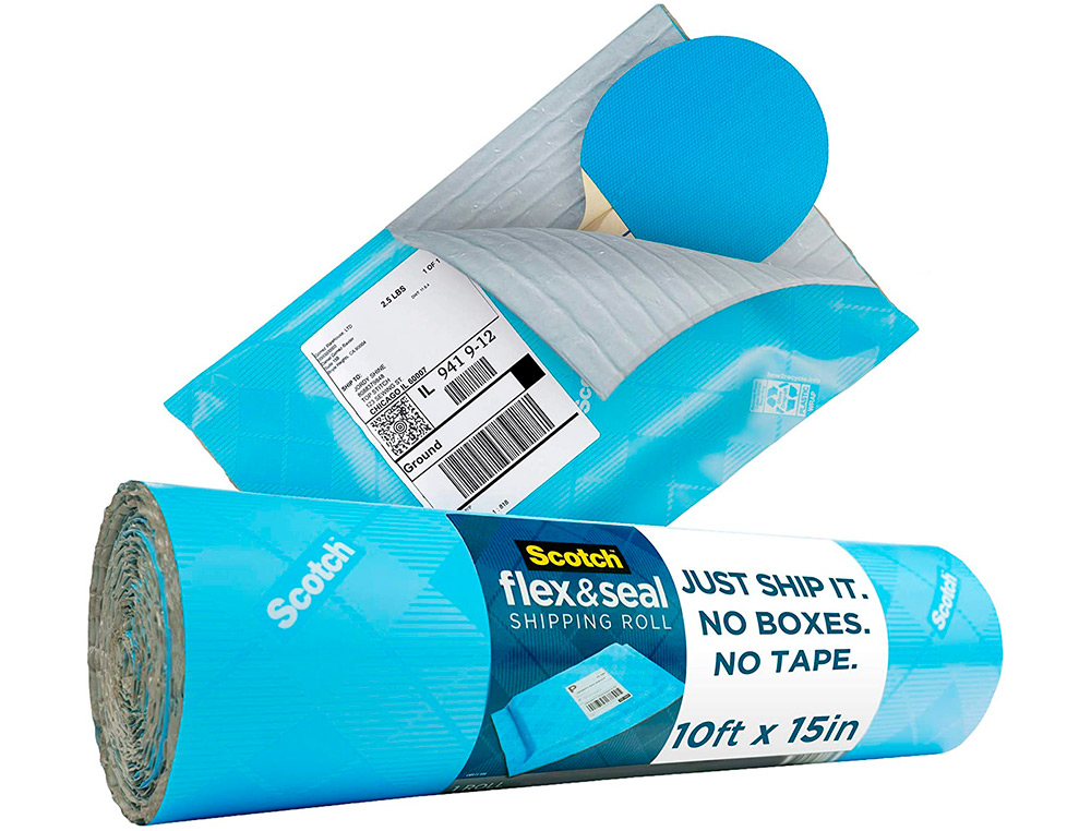 ROULEAU D EMBALLAGE POUR EXPEDITION 3M FLEX AND SEAL ADHESIF SANS COLLER 38CMX6M