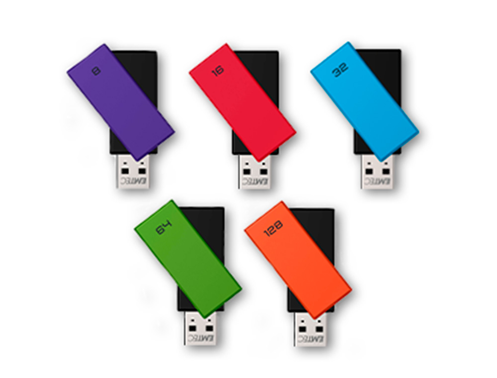 CLE USB EMTEC 2.0 C350 BRICK PIVOTANTE 128GB VITESSE LECTURE 15MBS ECRITURE MB/S COLORIS ORANGE