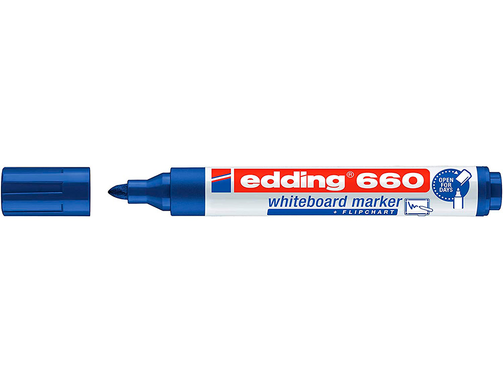 MARQUEUR EDDING E-660 TABLEAUX BLANCS EFFACABLE A SEC POINTE MOYENNE TRACE 1,5/3MM BLEU PACK 17 + 3