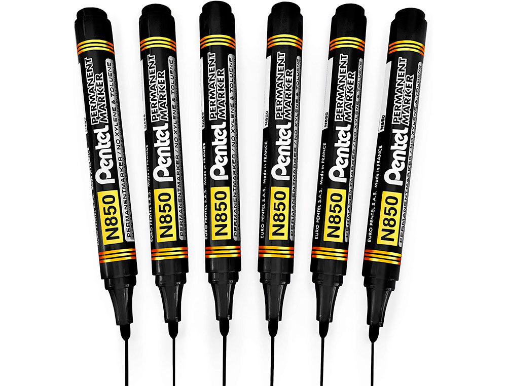 MARQUEUR PENTEL PERMANENT POINTE CONIQUE MOYENNE 4,20MM ENCRE INDELEBIBLE FAIBLE ODEURTOUS SUPPORTS COLORIS NOIR